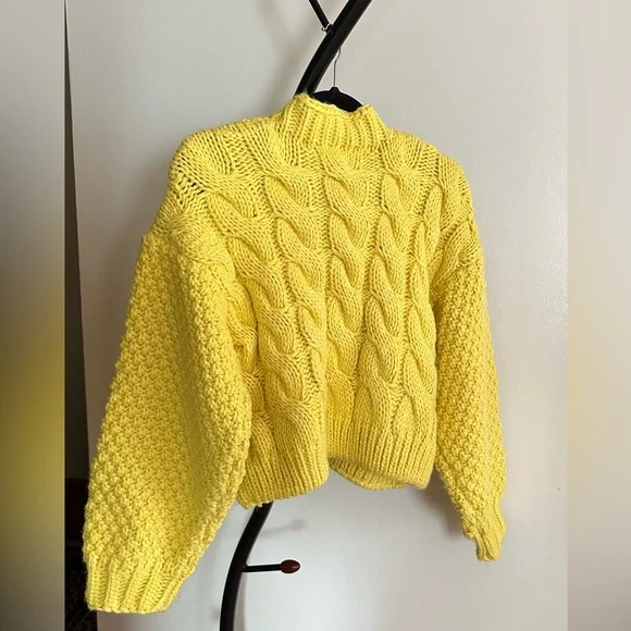 Zara Yellow Cable Knit Sweater - Picture 5 of 7
